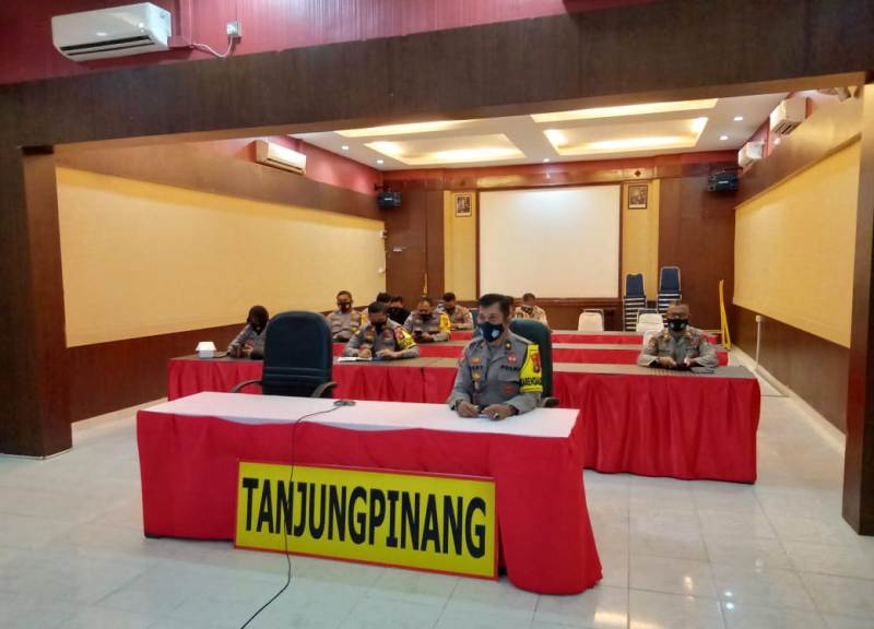 Polres Tanjungpinang Ikuti Vicon Pelatihan Aplikasi Sistem Pelaporan Perubahan Perilaku